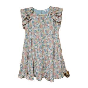 & Merci Women's Mini Floral Print Ruffle Sleeves Tiered Lined  Dress  Size M